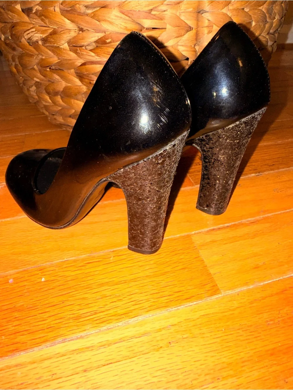 Tory Burch Black Patent Round-Toe Pumps